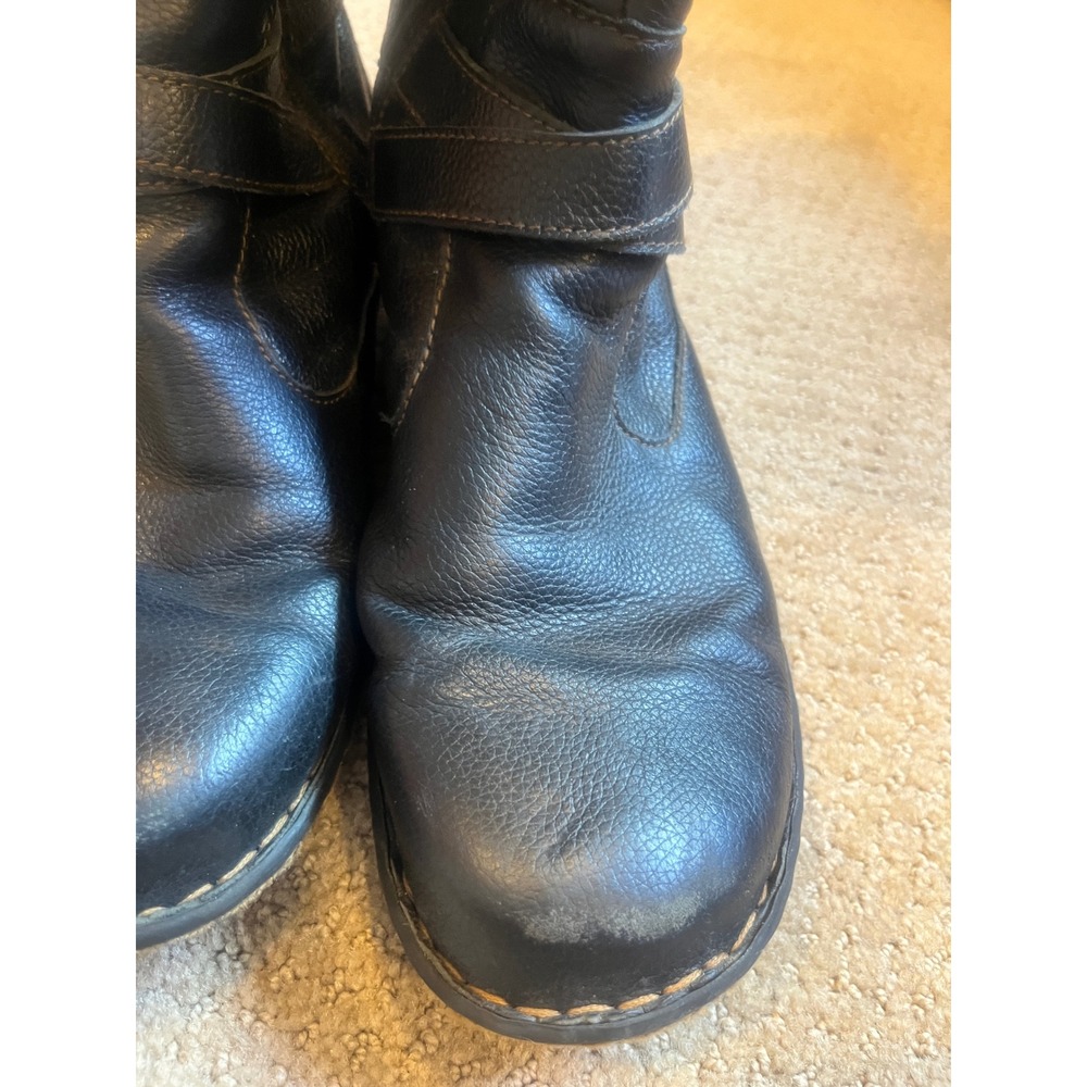 B.O.C. Black Pebbled Leather Tall Moto Buckle Boots Womens 11M Z26603 - Picture 5 of 6